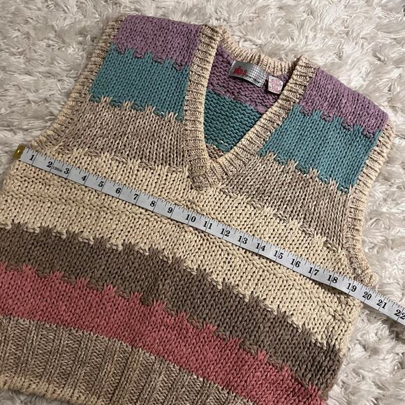 Vtg JbJ Sportswear Multicolor Stripe Pullover Sweater Vest Size L - Picture 5 of 7